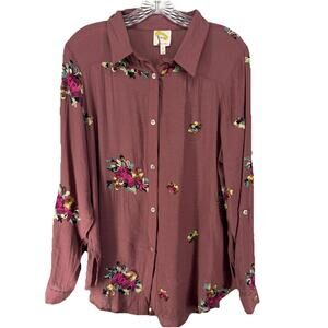 Fig & Flower Embroidered Floral Top 🌸 Womens L